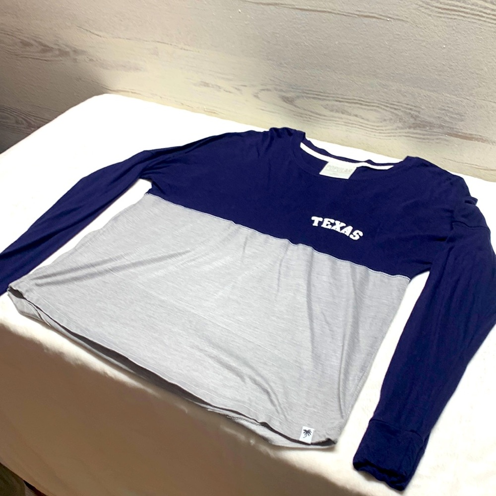 Long sleeve TEXAS tshirt blue silver